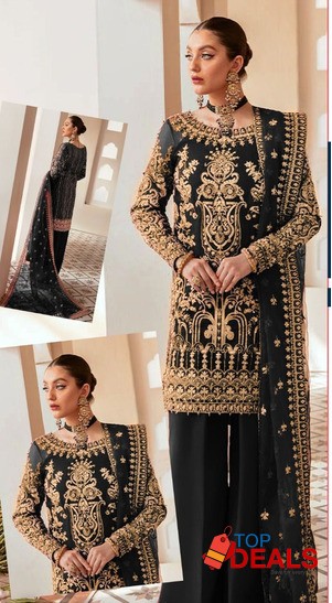 New) 3Pcs Heavy Embroidered Stitched Suit with Handwork