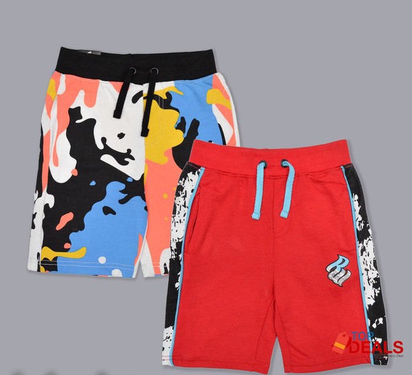 Red & Multi Color Short for Boys (Pack of 2)