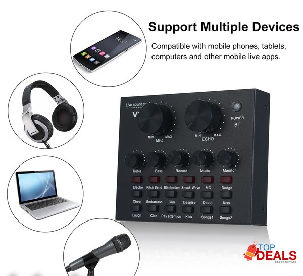 v8 sound card for streaming, singing, voice changer, youtube sound