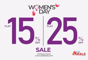 Flat 25%  women's day sale at walkeaze flat 15% & 25% off for shopping - bags