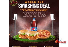 Rs 2599 juicy chuck world cup smashing deal 3 for rs.2599/- for food - burger
