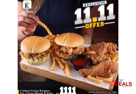 Rs 1111 kaybees exclusive 11.11 offer for rs.1111/- for food - burger