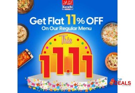 Flat 11%  karachi foods flat 11% off on regular menu for food - burger