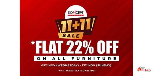 Koncept Furniture 11.11 Sale Flat 22% Off 