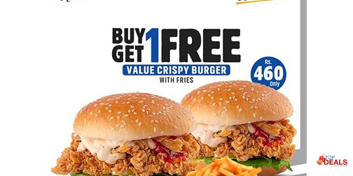 Tuesday only, Kaybees BUY 1 GET 1 FREE Offer Value Crispy Burger 